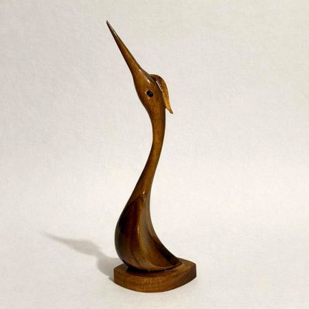Handcrafted Wood Long Beak Bird Figurine